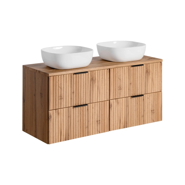 Zestaw Szafka łazienkowa 120 cm dąb z blatem i umywalkami Adel Oak SET -ADO B 120 CM SMILE 40, Comad